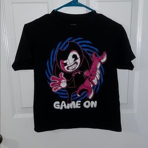 Black Kids Shirt with Cartoon Graphic